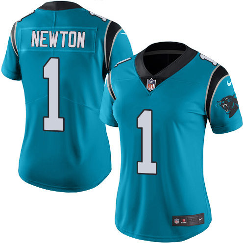 Women's Limited Cam Newton Nike Jersey Blue - #1 Rush NFL Carolina Panthers